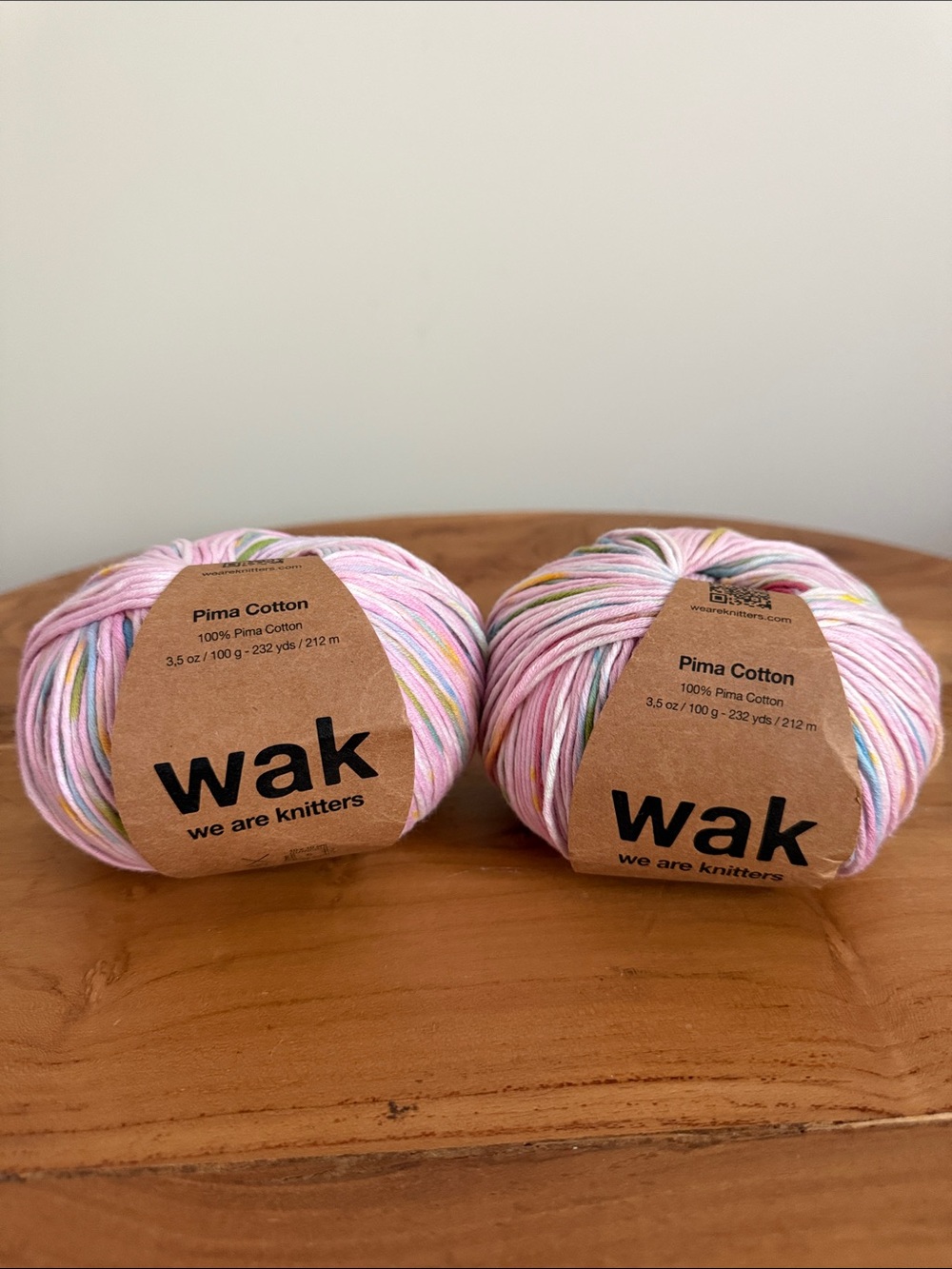 We Are Knitters 100% Pima Cotton Yarn Yarnicolor Pink Lot 2 100g / 3.5 oz Skeins